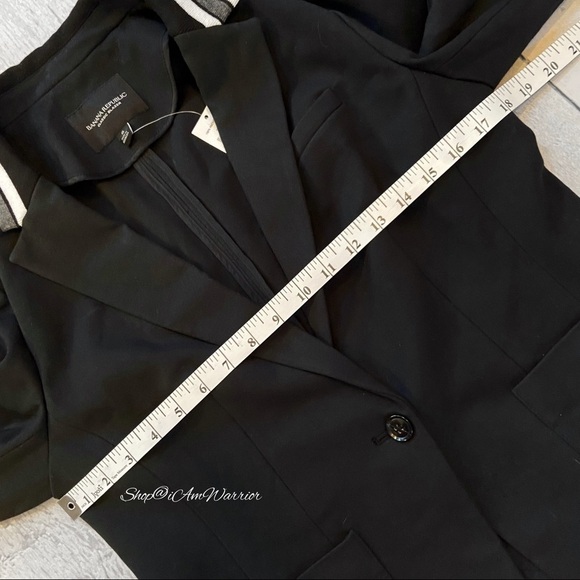 Banana Republic NWT black ponte knit stripe collar one button blazer - Picture 6 of 9